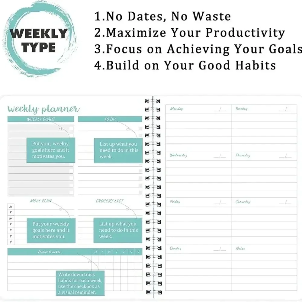 COPY - Undated Weekly Planner, Weekly To Do List Notebook with Weekly Goals Pla…
